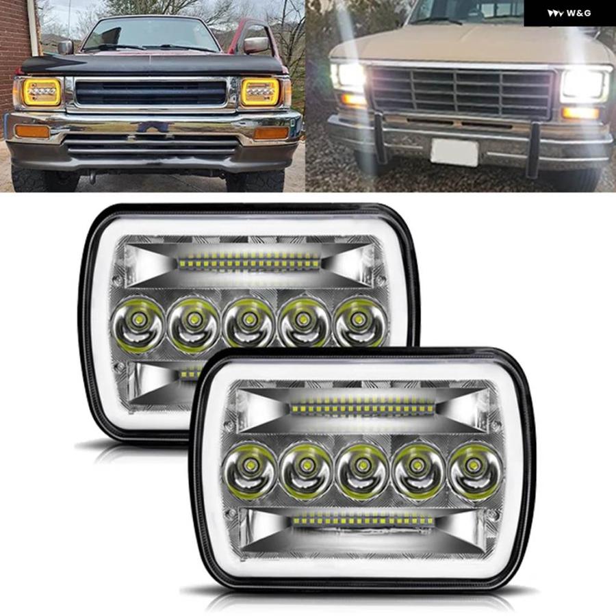 並行輸入品5X7インチ LED ヘッドライト 7X6 80000LM ヘッドランプ ハイ