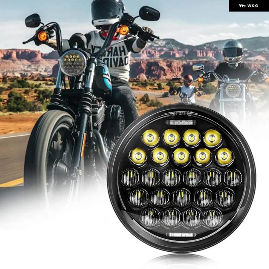 並行輸入品5-3/4インチラウンド バイク LED ヘッドライト 5.75インチLED ヘッドライト DRLモーター スポーツスタ_10