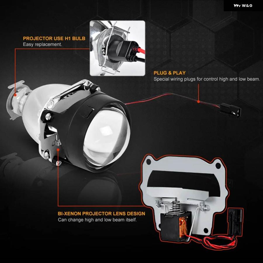 並行輸入品汎用 2.5インチ バイ キセノン HID ミニプロジェクターレンズ シルバー シュラウド ハイロービーム RETROH_6