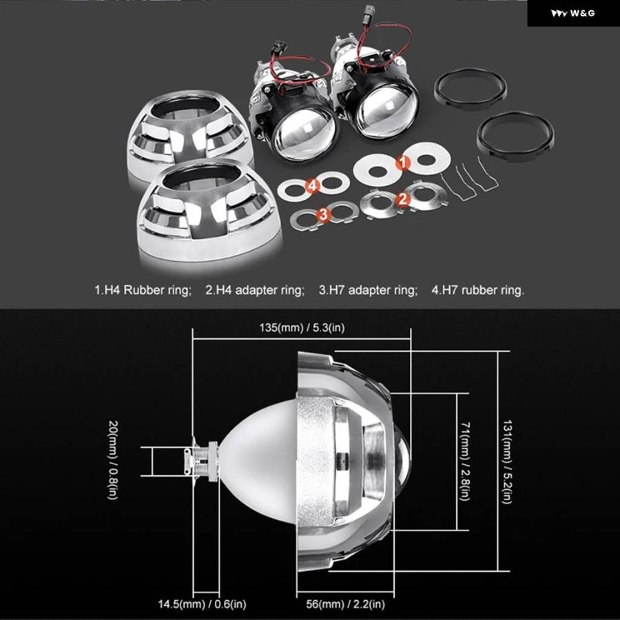 並行輸入品汎用 2.5インチ バイ キセノン HID ミニプロジェクターレンズ シルバー シュラウド ハイロービーム RETROH_7