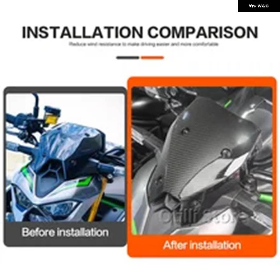 並行輸入品Z900 カーボン素材 オートバイ フロントガラス ウィンドスクリーンデフレクター アクセサリー カワサキ Z900 S_7