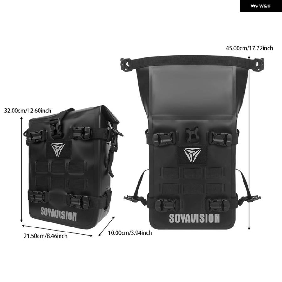 並行輸入品ブラック バイク バンパー バッグ 防水 バッグ 8L 汎用 バイク サイド フレーム バッグ インナー サポート 付き_17