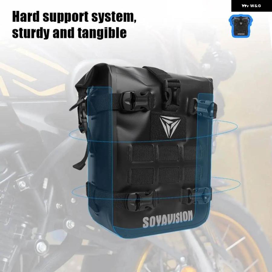並行輸入品ブラック バイク バンパー バッグ 防水 バッグ 8L 汎用 バイク サイド フレーム バッグ インナー サポート 付き_18