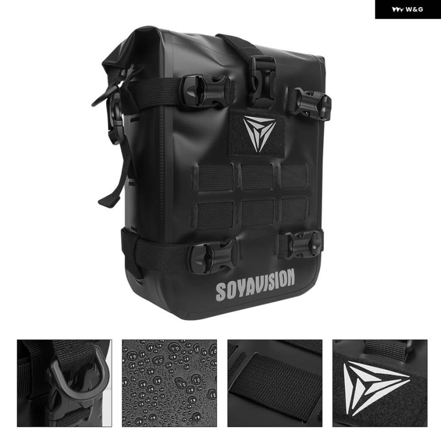 並行輸入品ブラック バイク バンパー バッグ 防水 バッグ 8L 汎用 バイク サイド フレーム バッグ インナー サポート 付き_19