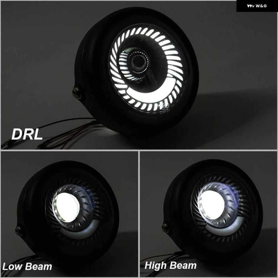 並行輸入品オートバイ 6.5インチ ヘッドライト LED レトロ ヴィンテージ フォグ ハイロービーム ヘッドランプ デイタイムの画像
