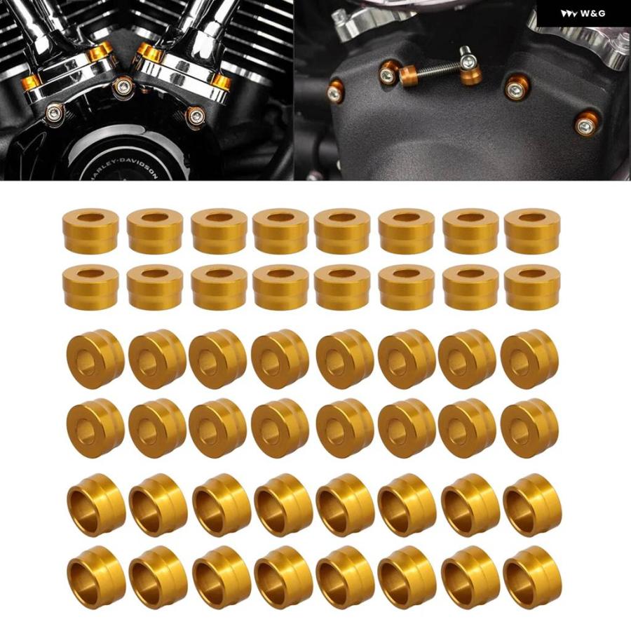 並行輸入品48個ゴールド CNC アルミ エンジン ボルトキャップ カバー ハーレー M8 ツインカム EVO 全年式 スポーツスの画像