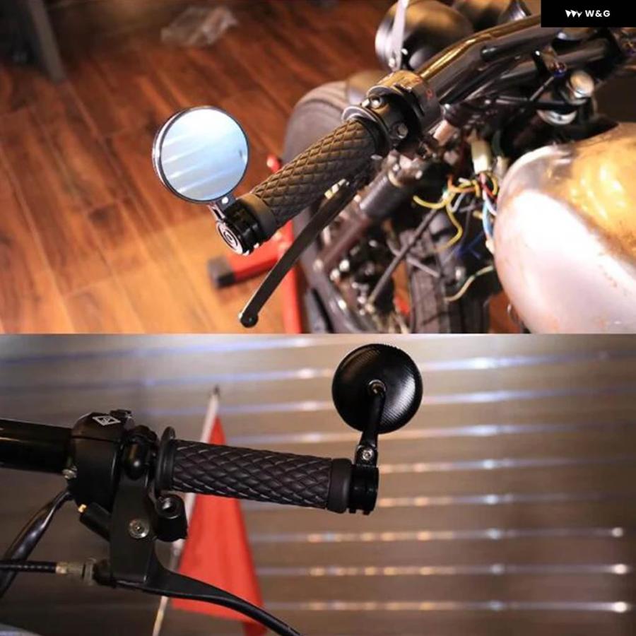 並行輸入品汎用 バイク ハンドルバー エンドミラー CNC ハンドルバー サイド バックミラー カフェレーサー ホンダ ヤマハ Bの画像