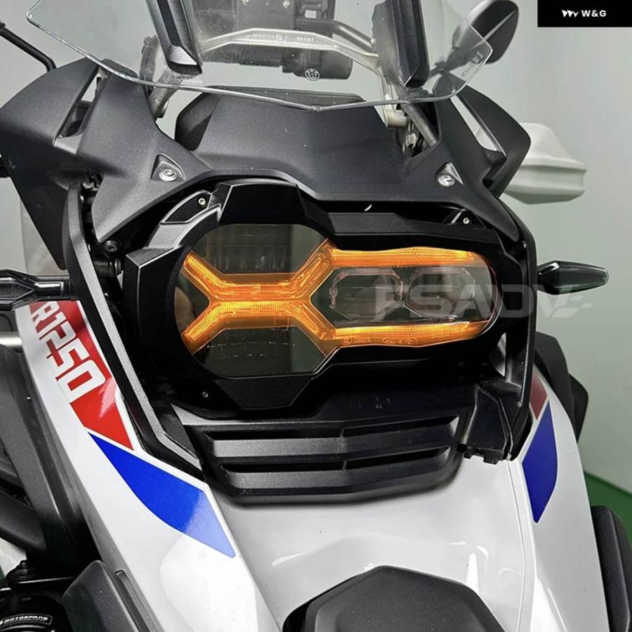 並行輸入品BMW R1250GS R1250GSアドベンチャー2020-2023用 オートバイ ヘッドライト プロテクター ガード と蛍光レンズ カバー 4枚の画像