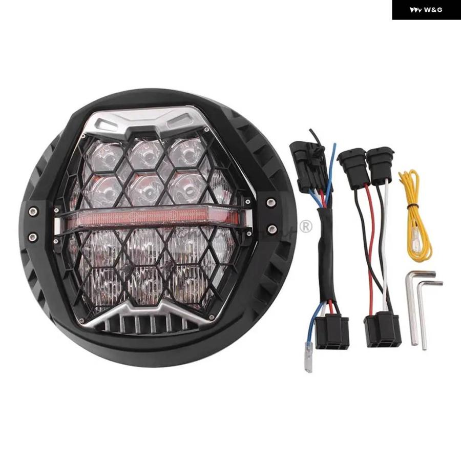 並行輸入品 7インチ LED ヘッドライト オートバイ ハイ/ロービーム ヘッドランプ アンバー DRL ライト ハーレー ツーリング FLD_1
