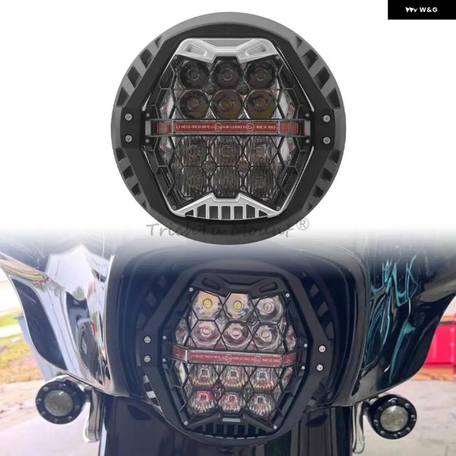 並行輸入品 7インチ LED ヘッドライト オートバイ ハイ/ロービーム ヘッドランプ アンバー DRL ライト ハーレー ツーリング FLD_5
