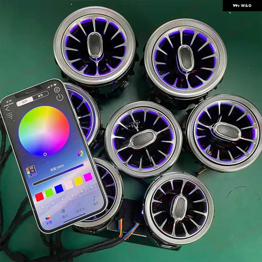 並行輸入品 メルセデス ベンツ W205 X253 W213 W177 W118 W117 W176 X156 W222 256色 LED ベント アプリで エアベント ノズル ア