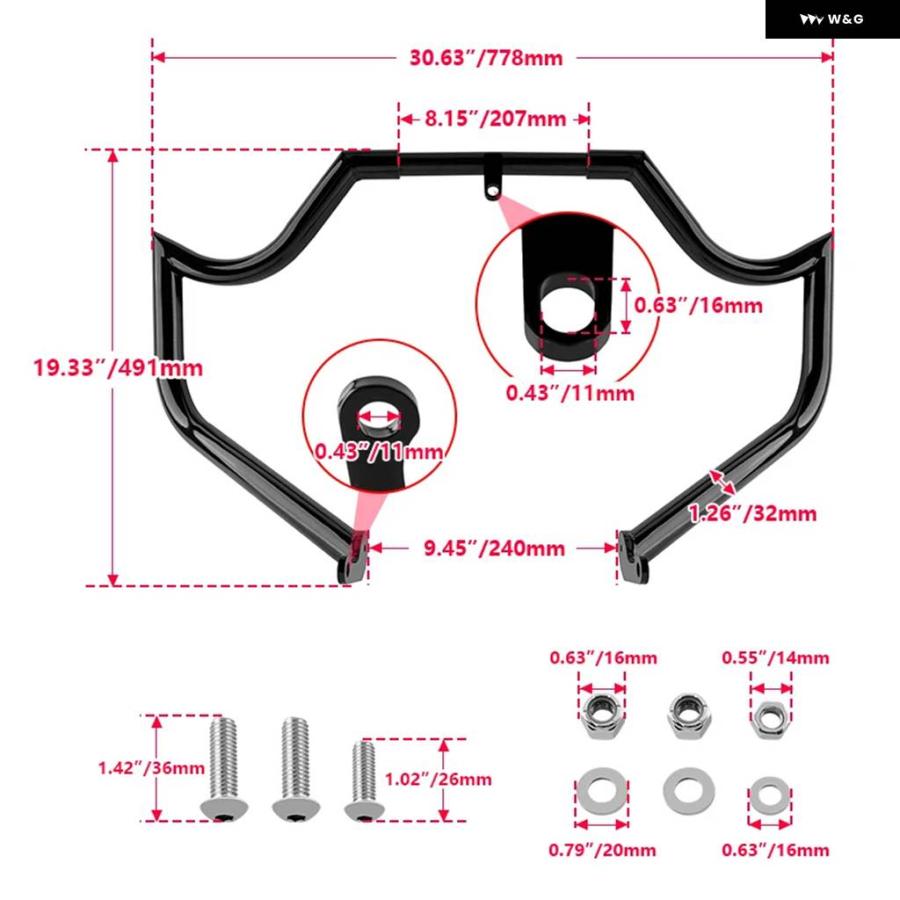 並行輸入品 オートバイ シャープアングル スタイル フロント エンジン ガード クラッシュ バー プロテクション バンパー ハーレ_6