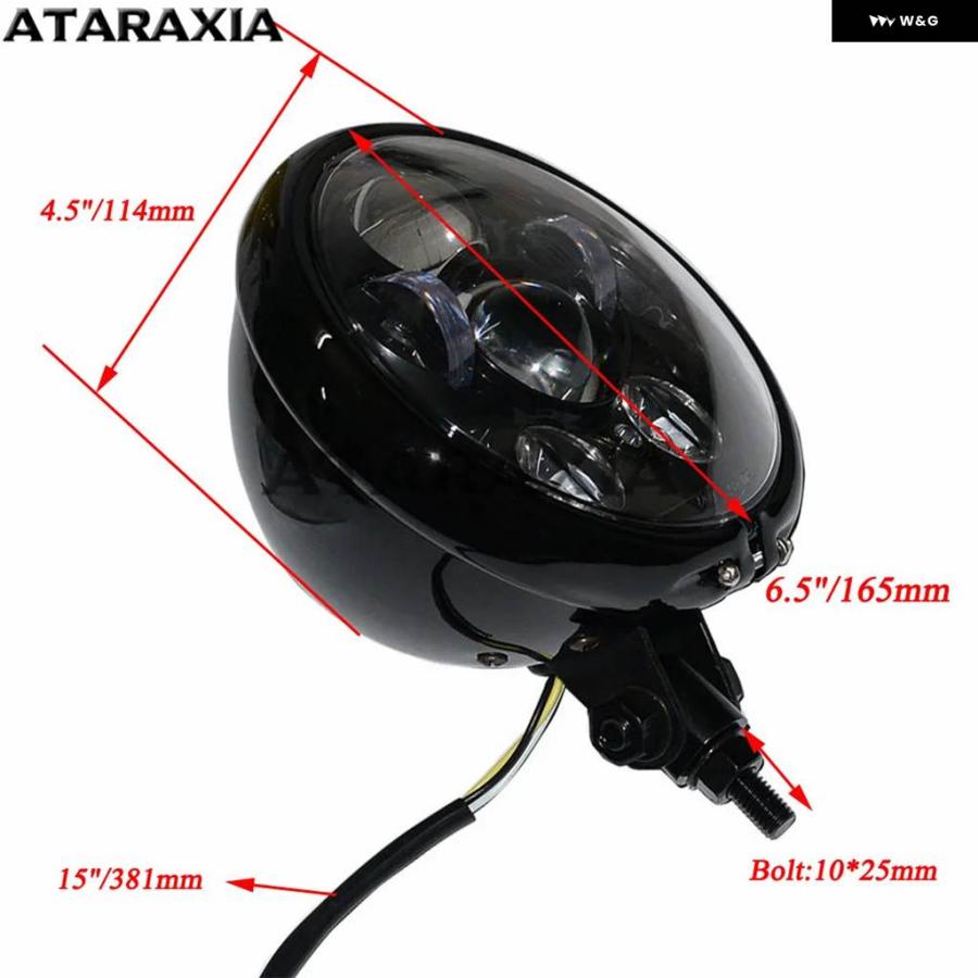並行輸入品 オートバイ 5.75インチ レンズ LED ヘッドライト ヘッドランプ ボトム マウント ディスタンスライト ホンダ カワサキ_4