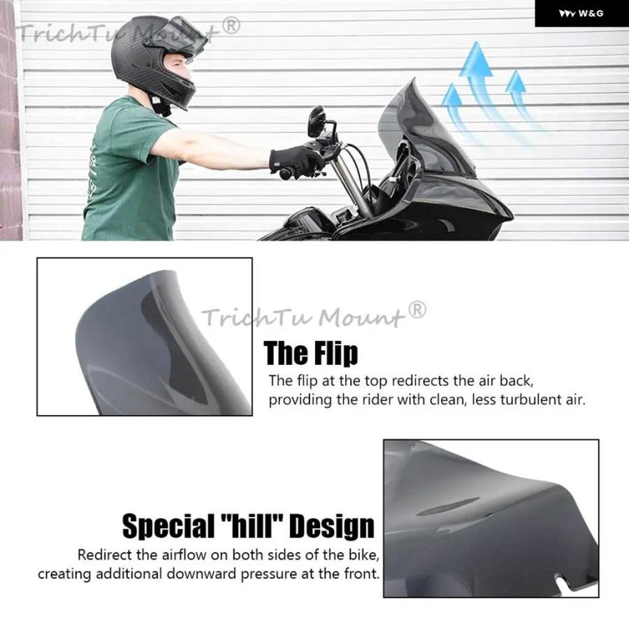 並行輸入品 ハーレー ロードグライド 3 FLTRT CVO/SE FLTRSE 2015年以降モデル用 13インチ ウェーブ ウインドシールド ウインドの画像