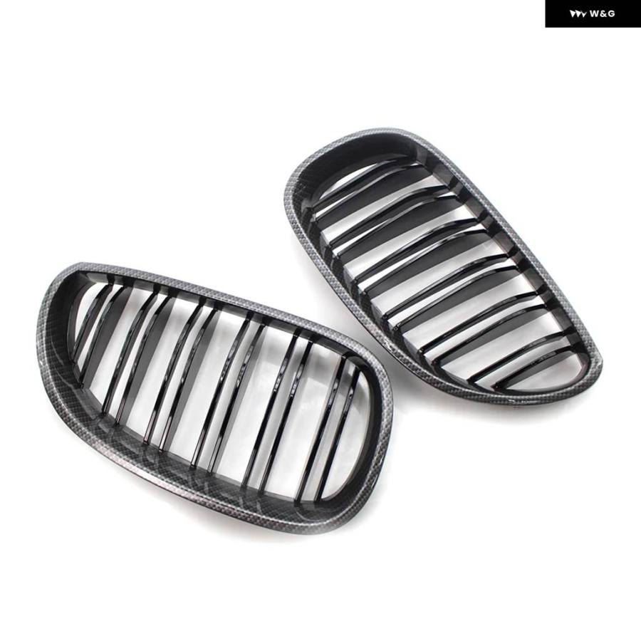 並行輸入品 BMW E60 E61 5シリーズ M5 2004 - 10 カーボン ABS 製 2個 セット フロント バンパー レーシング グリル キドニーの画像