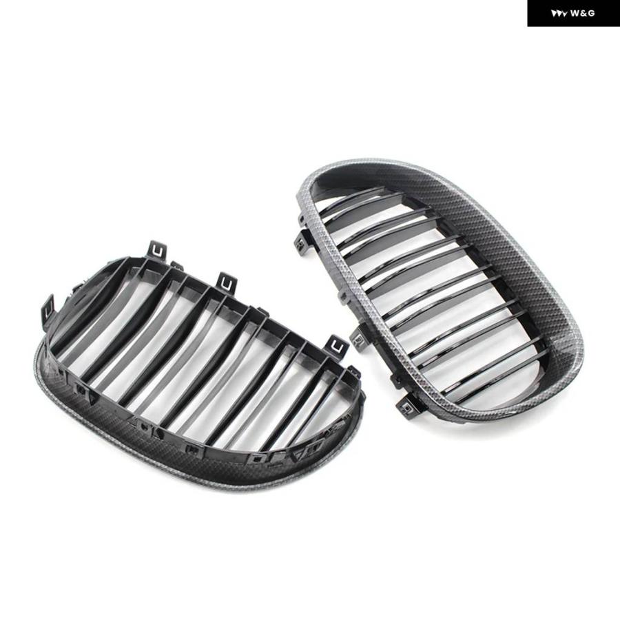 並行輸入品 BMW E60 E61 5シリーズ M5 2004 - 10 カーボン ABS 製 2個 セット フロント バンパー レーシング グリル キドニーの画像