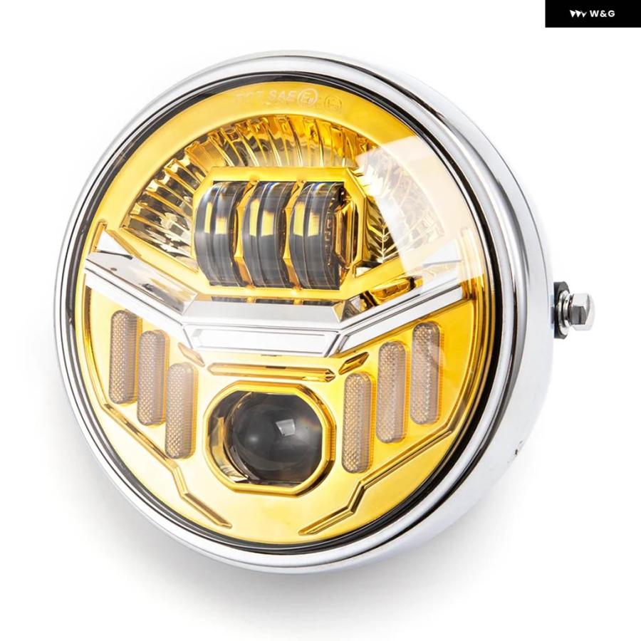 並行輸入品 デュアルカラー ハイ/ロービーム DRL 7インチ フロントランプ LED バイク ラウンド ヘッドライト ハーレー エレクトの画像