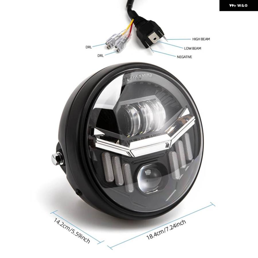 並行輸入品 デュアルカラー ハイ/ロービーム DRL 7インチ フロントランプ LED バイク ラウンド ヘッドライト ハーレー エレクトの画像