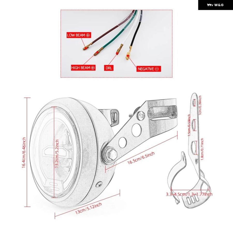 並行輸入品 6.5インチ オートバイ LED ヘッドライト 6.5インチ ラウンド ヘッドランプ ハイ/ロービーム ハーレー スポーツスターの画像