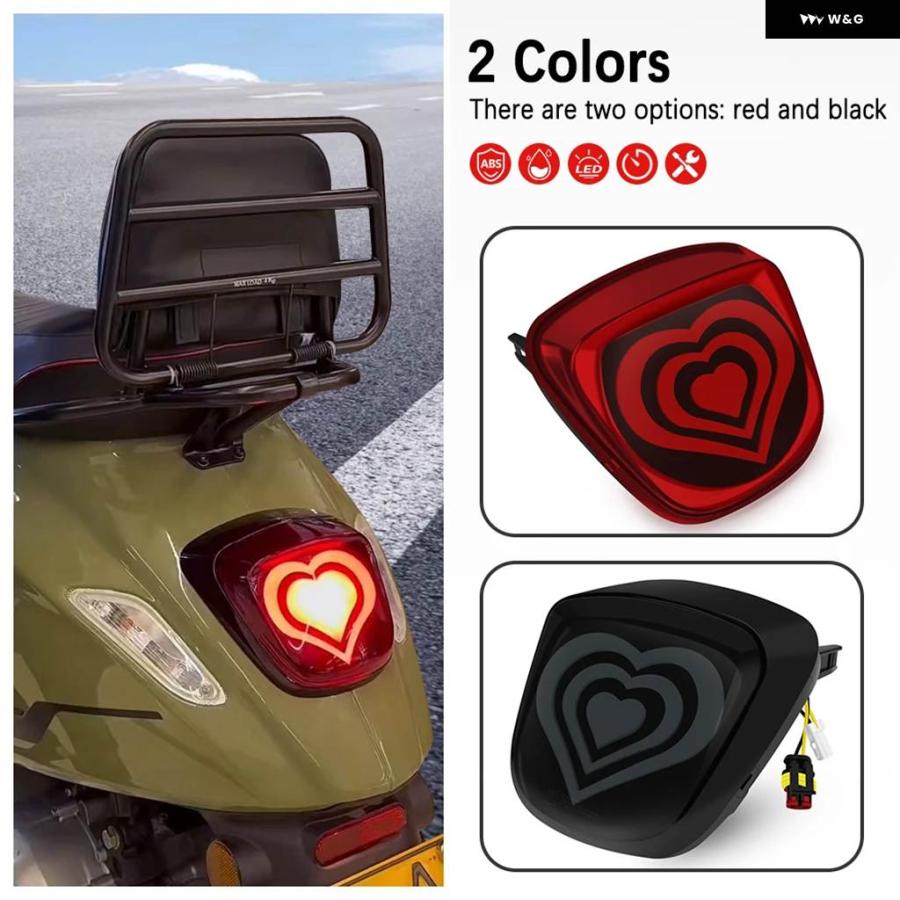 並行輸入品 オートバイ ハートパターンLED テールライト アセンブリ リアランプ VESPA SPRINT PRIMAVERA 150_3