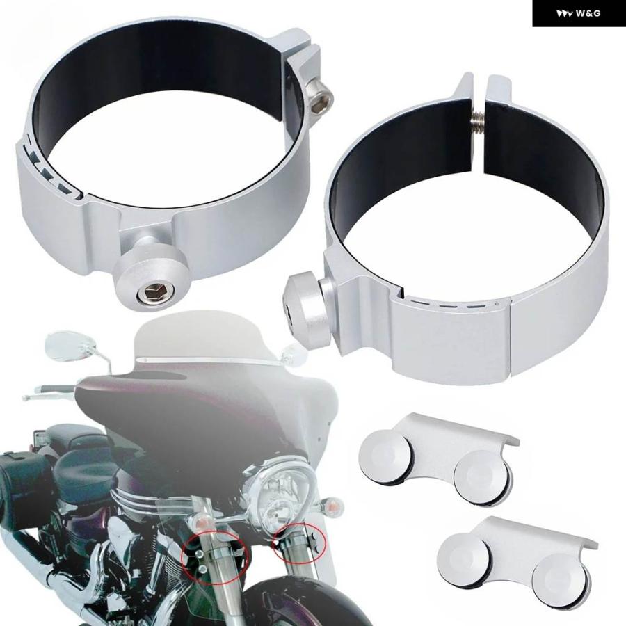 並行輸入品 オートバイ シルバーフロント フォーク ウィンド ディフレクター 金具キット ホンダ ヤマハ カワサキ ブルバード C90の画像