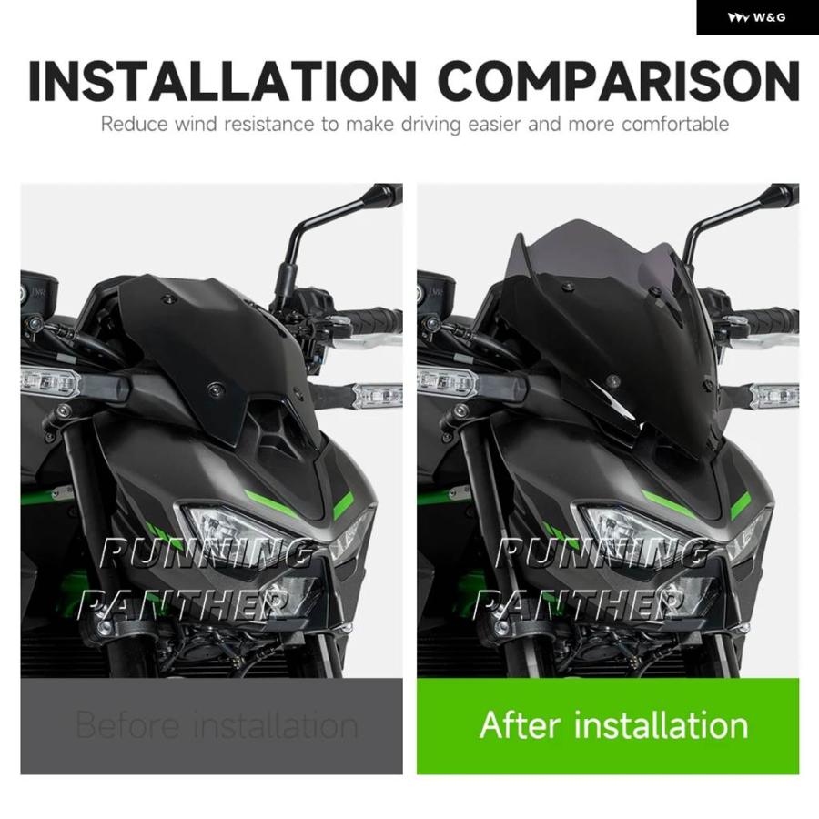 並行輸入品 オートバイ ツーリング用ウインドシールド ディフレクター 大型高 ウインドスクリーン カバー カワサキ Z900 SE 2025の画像