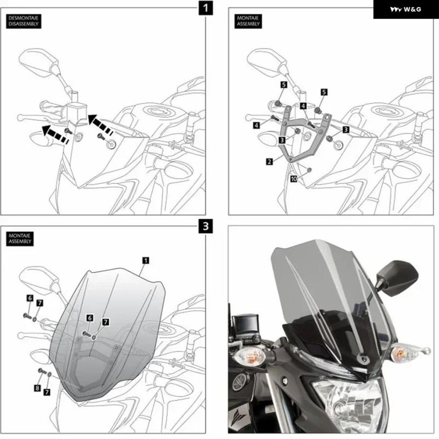 並行輸入品 オートバイ ウインドスクリーン ウインド ディフレクター ブラケット ヤマハ FZ25 MT-25 FZ03 MT-03 2015 - 19_3