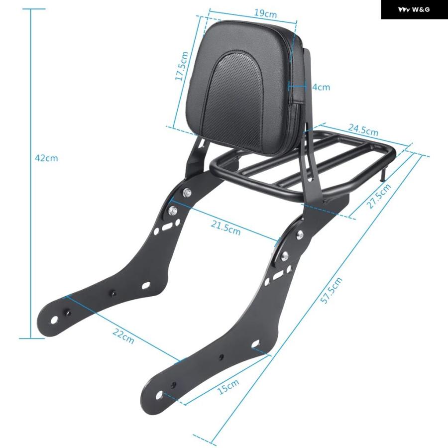 並行輸入品 カワサキ バルカンS 650 VN650 EN650 2015-2022用 パッセンジャー シーシーバー バックレスト クッション パッド バ_2