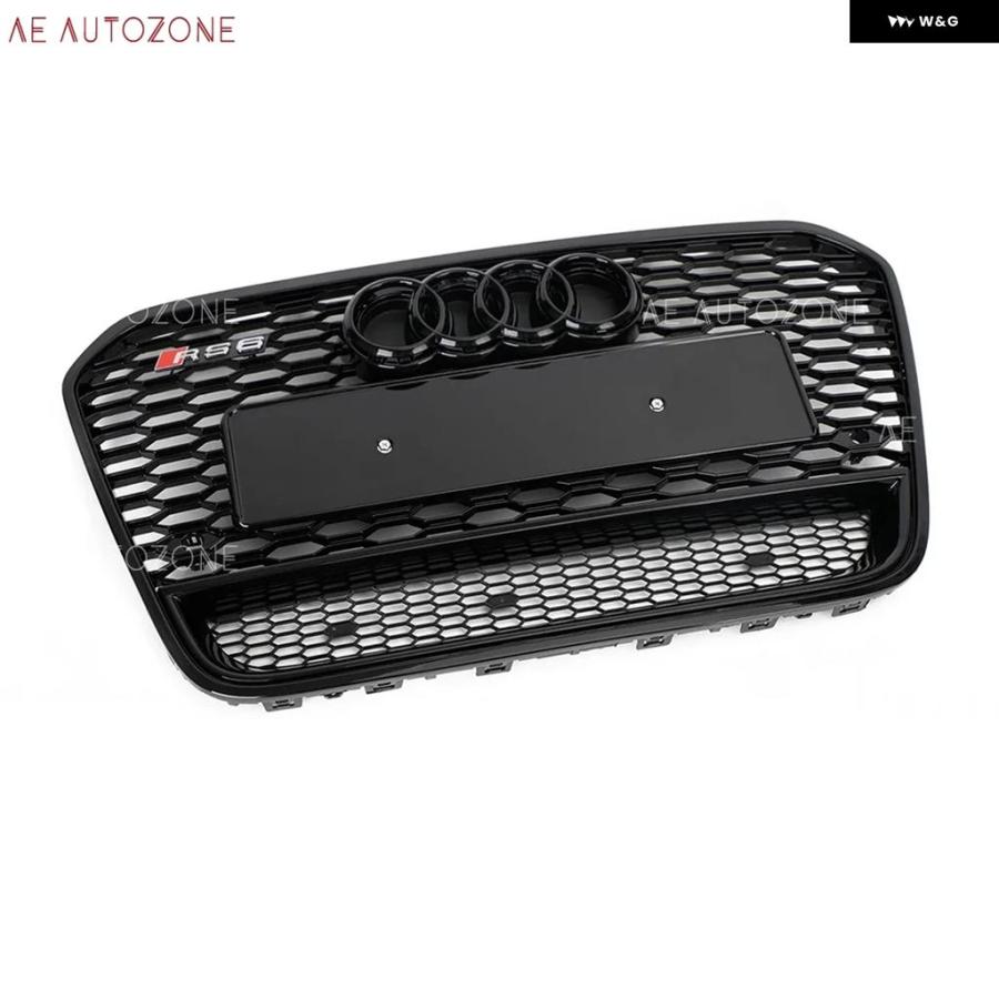 並行輸入品 RS6 スタイル グロッシーハニカムフロントアッパー グリル