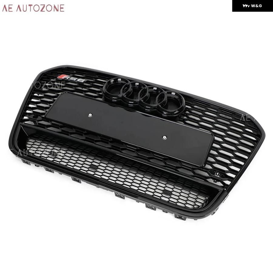 並行輸入品 RS6 スタイル グロッシーハニカムフロントアッパー グリル