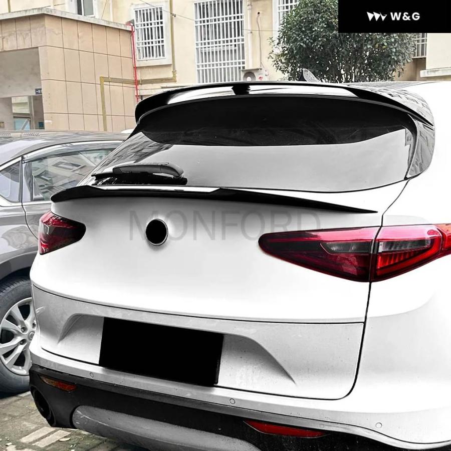 並行輸入品 テールスポイラー リア トランク ミッドスポイラー ウィング アルファロメオ ジュリア ステルヴィオ 2017 + テール テールゲート スプリッター | ブランド登録なし