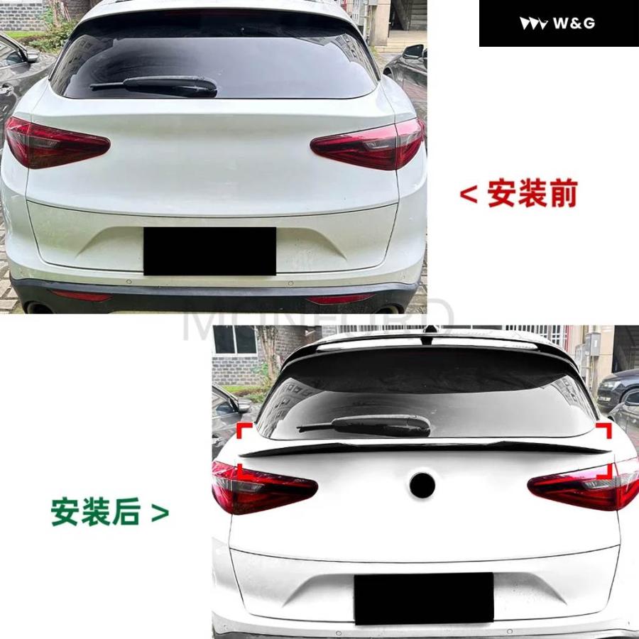 並行輸入品 テールスポイラー リア トランク ミッドスポイラー ウィング アルファロメオ ジュリア ステルヴィオ 2017 + テール テールゲート スプリッター | ブランド登録なし | 05