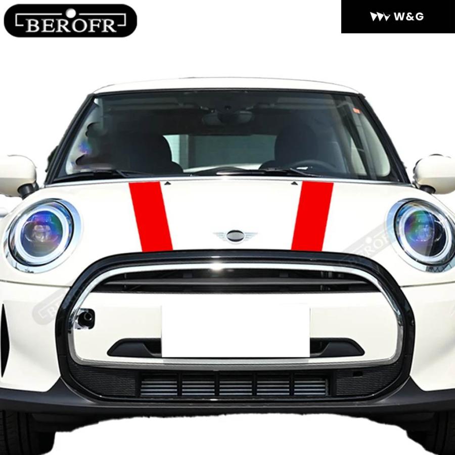 並行輸入品 ブラック ホワイト レッド カー ボンネット ストライプ フードボディ ビニール デカール MINI COOPER ス | ブランド登録なし | 05