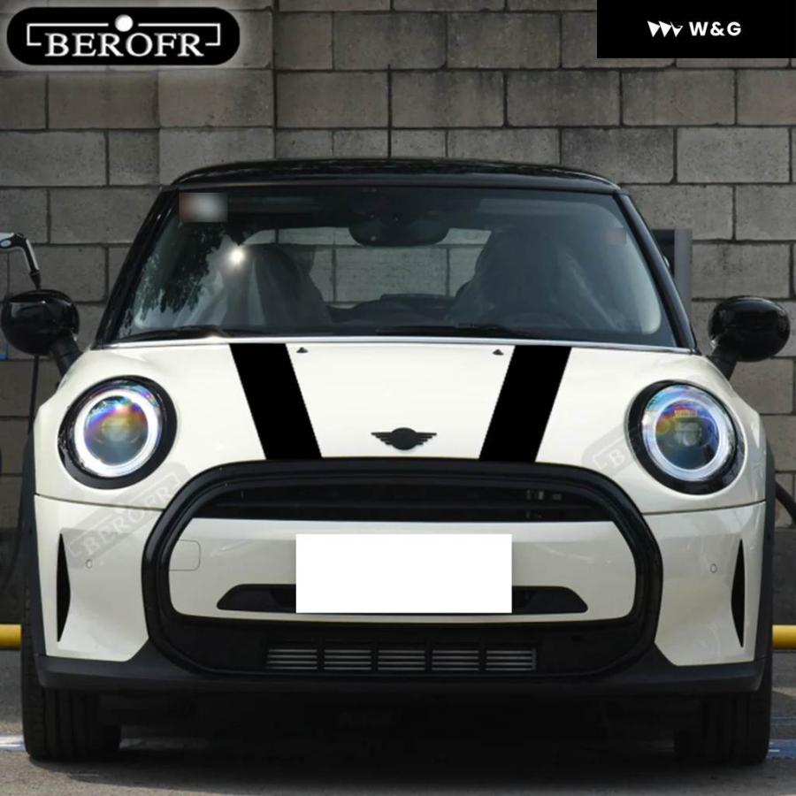 並行輸入品 ブラック ホワイト レッド カー ボンネット ストライプ フードボディ ビニール デカール MINI COOPER ス | ブランド登録なし | 07