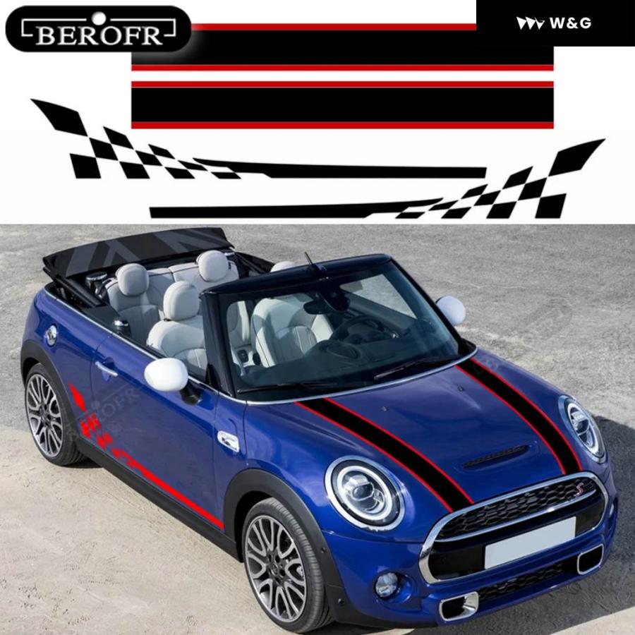 並行輸入品 カー スタイリング レーシング ラティス ドア サイド チェック柄 ストライプ DIY スカート ボディ フード デカ | ブランド登録なし