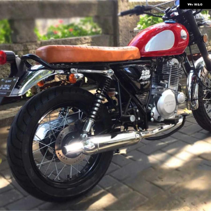 並行輸入品64CM ヴィンテージ オートバイ バイク カスタム レトロ イエロー キャタピラー ストライプ フラット ダブルシート クッション_8