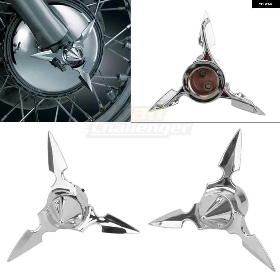 並行輸入品クロームブラックスカルスパンブレードスピニングフロントアクスルキャップナットカバー ケース ハーレー スポーツスター ツ_3