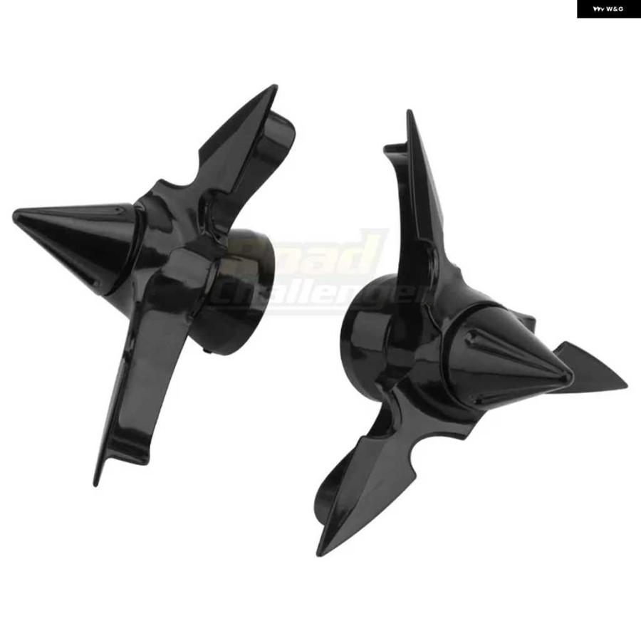 並行輸入品クロームブラックスカルスパンブレードスピニングフロントアクスルキャップナットカバー ケース ハーレー スポーツスター ツ_7