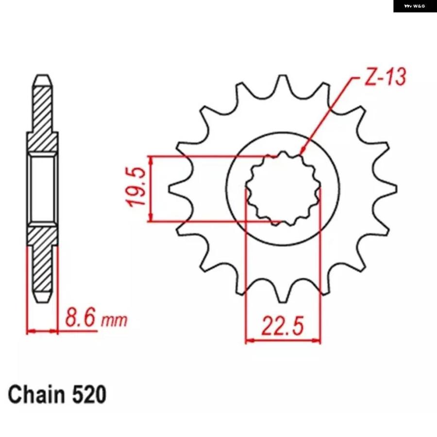 並行輸入品520 14T 15Tギア オートバイ フロント スプロケット スズキ GW250 12-17 DL 250 DL250 2017-2020 GSR250 2012-2017 GSX250 17-20の画像