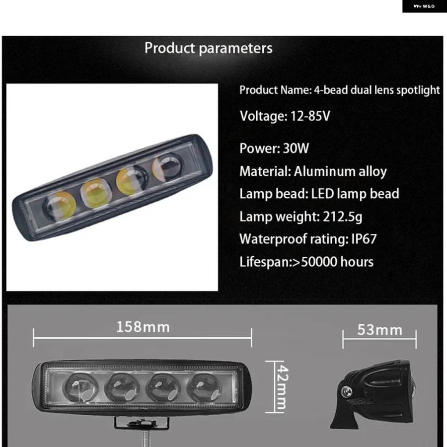 並行輸入品オートバイ LEDオフロード ヘッドライト アウター埋め込み ヘッドライト カスタム フォグランプ 作業補助用スクエアラの画像