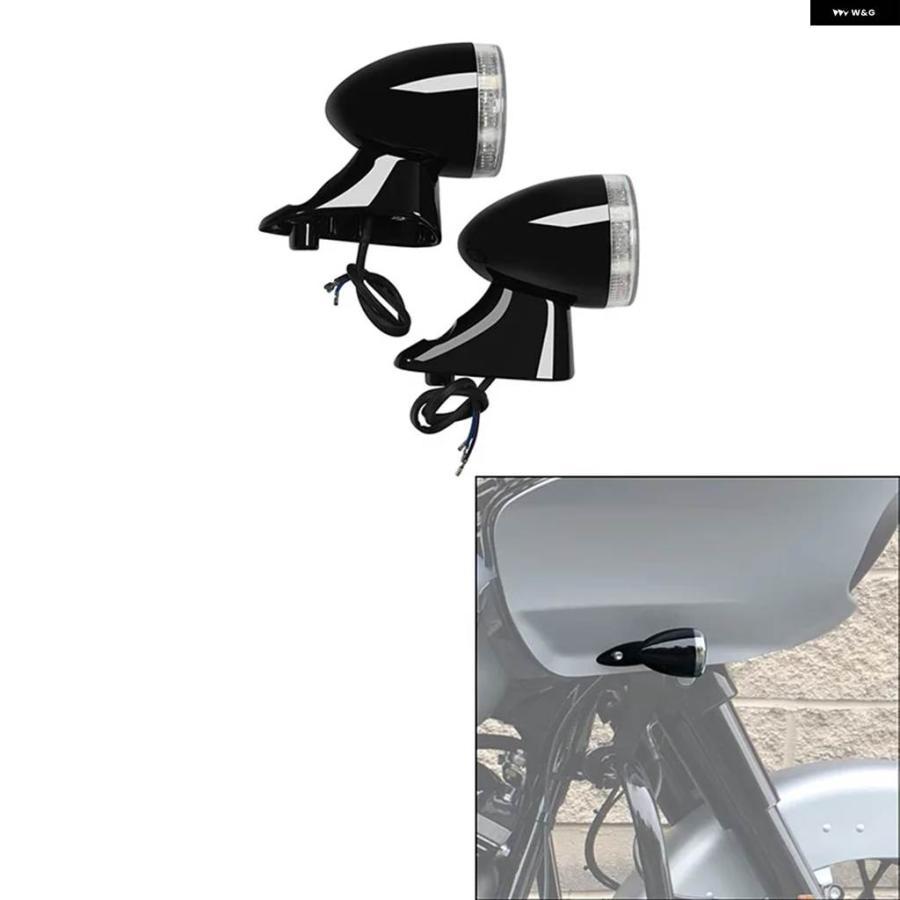 並行輸入品ハーレー ロードグライド FLTRX FLTRU 2015-2023用フロント アンバー ウィンカーライト  カスタムの画像