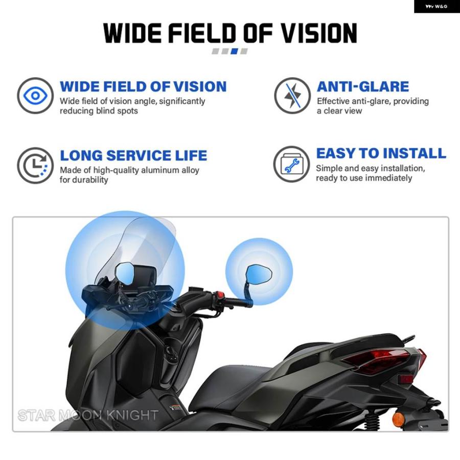 並行輸入品ヤマハ NMAX125 XMAX 125 250 300 400 バイク ハンドルバー ミラー 回転式 防眩 サイドミラー アクセサリー_5