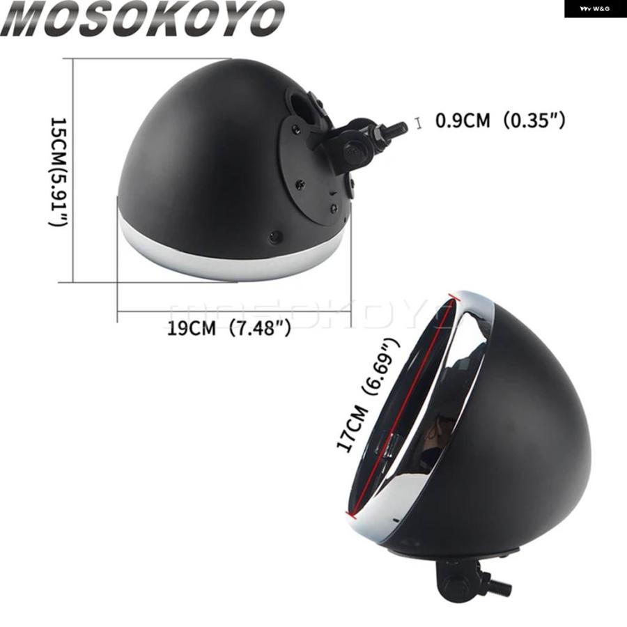 並行輸入品オートバイ 7インチ LED ヴィンテージ ヘッドライト マウント バケット 7インチ ランニングライト シェル ハウジング カバー カフェレーサーの画像