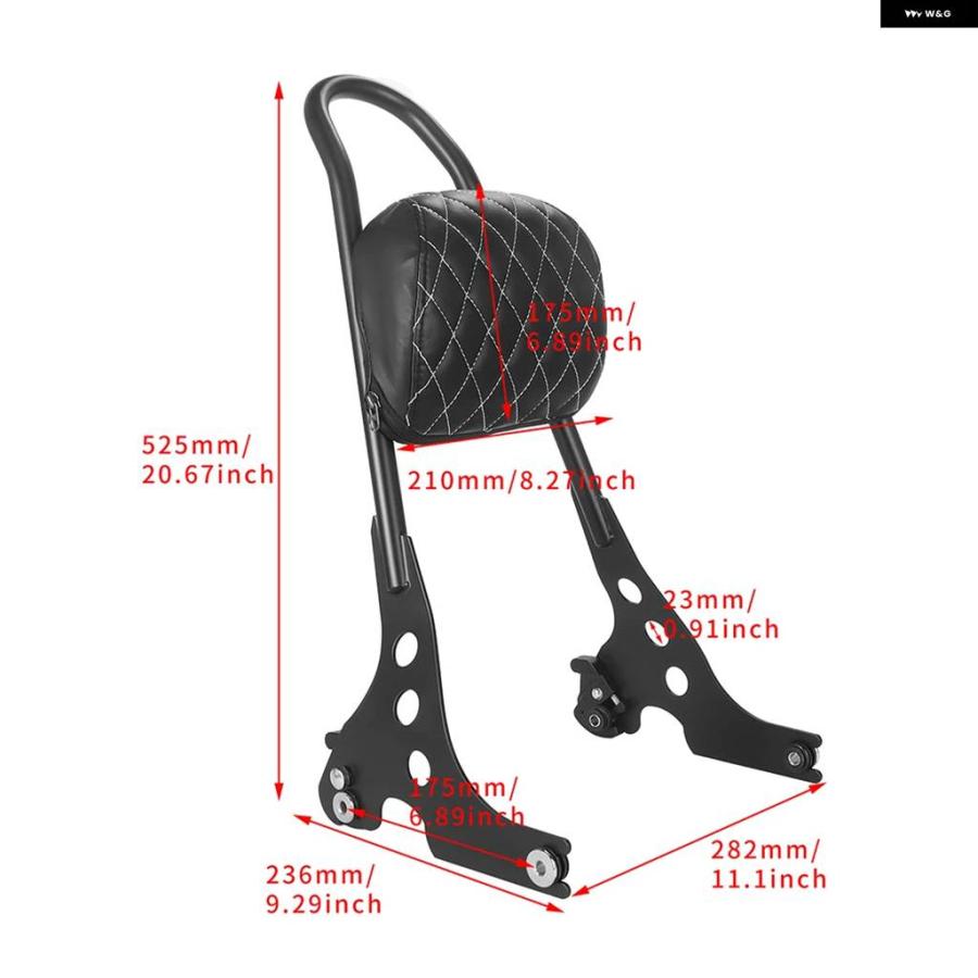並行輸入品バイク リアパッセンジャーバックレスト パッド シーシーバー クッション ハーレー スポーツスター XL883 1200