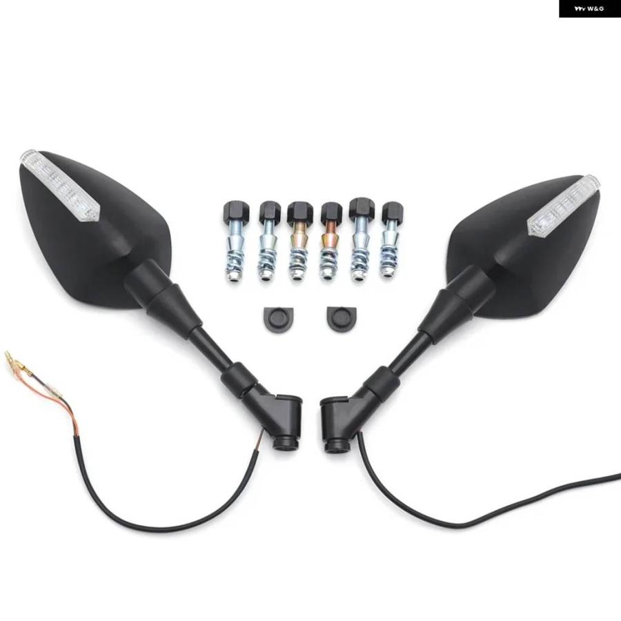 並行輸入品ミラー リアビュー LED ホンダ ヤマハ スズキ ほとんど オートバイ スタンダード 8/10MM メトリックネジブラ_1