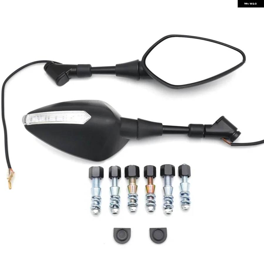 並行輸入品ミラー リアビュー LED ホンダ ヤマハ スズキ ほとんど オートバイ スタンダード 8/10MM メトリックネジブラ_3