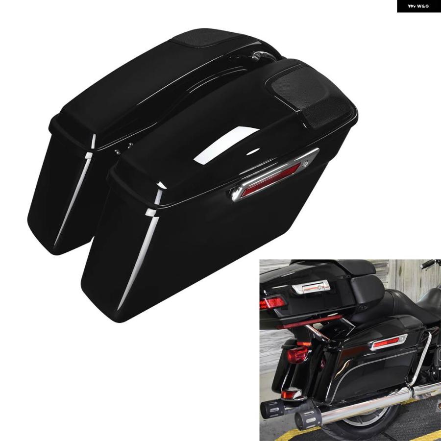 並行輸入品ハード サドルバッグ 5X7インチ スピーカー リッドハーレー ツーリング ロードキング 2014-2024 バイク ラ