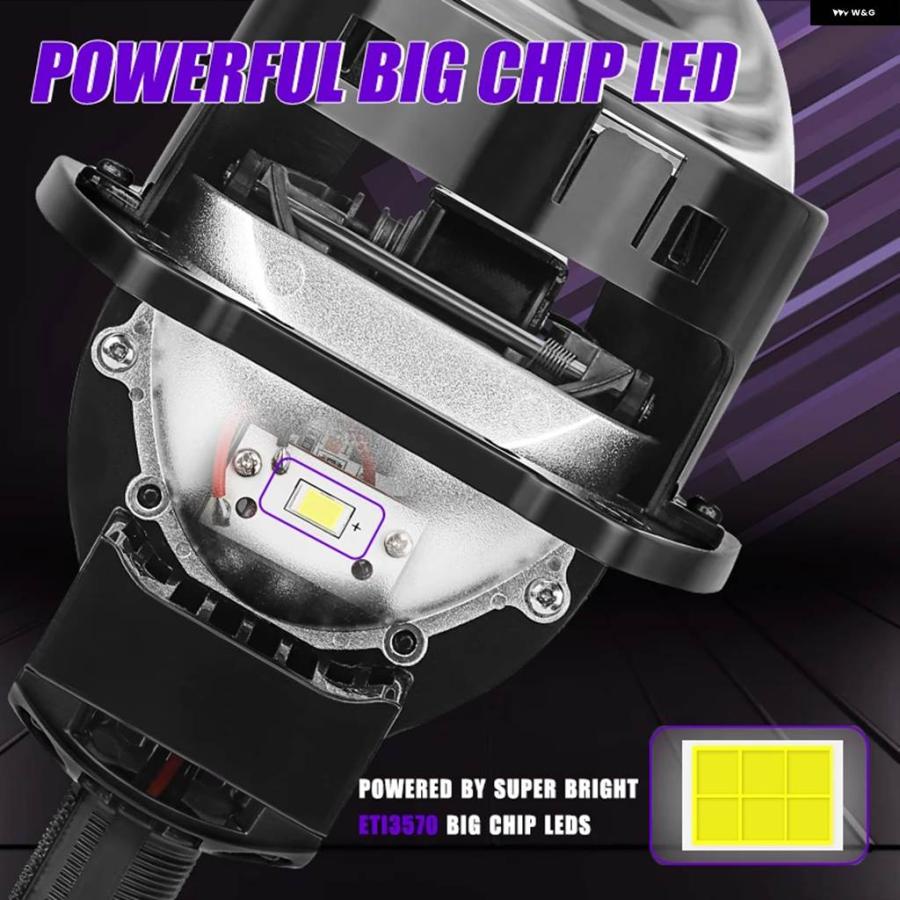 並行輸入品100W 3インチ H7 H4 バイLED プロジェクターレンズ 9005 9006 HB3 HB4 車用 ヘッドライト レンズ LED ライト ハイロービーム オート ヘッドラ_2