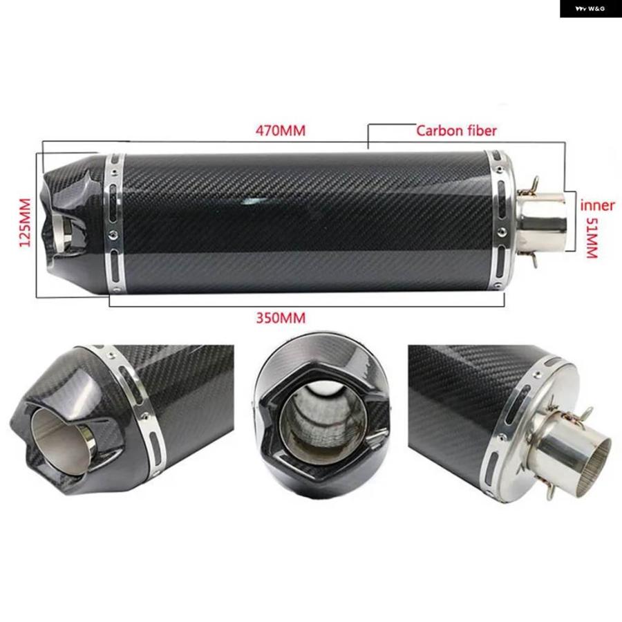 並行輸入品38-51MMカーボン バイク エキゾースト 汎用 470MM長 マッフル パイプ CB400 CB600 CBR600_4