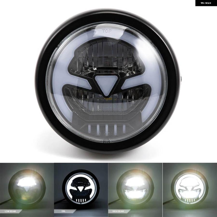 並行輸入品6.5インチ バイク LED ヘッドライト ハイロービームDRL ハーレー カフェ用 BMW R1200GSアドベンチャー用レーサーの画像